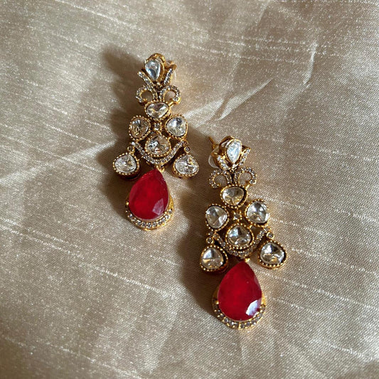 Kundan drops (red)