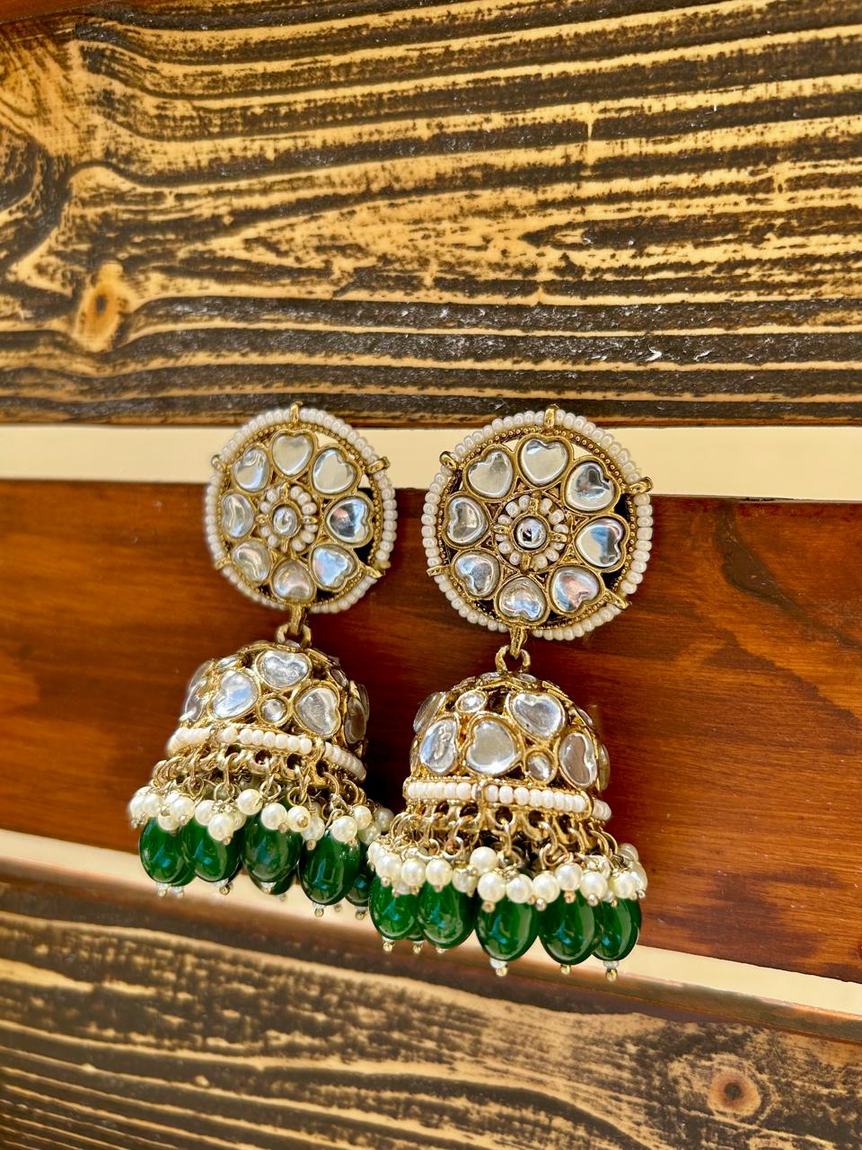 Heart Shaped Kundan Jhumka