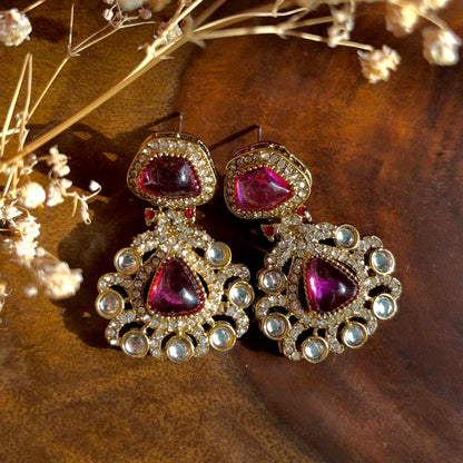 Purple Polki Earrings