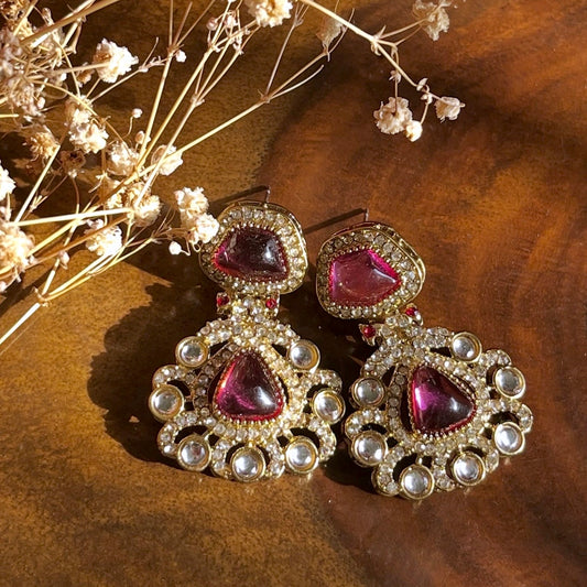 Purple Polki Earrings