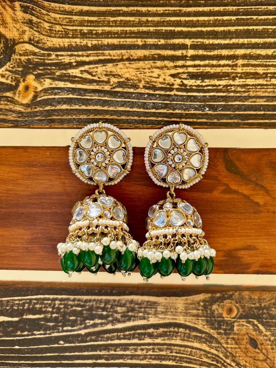 Heart Shaped Kundan Jhumka