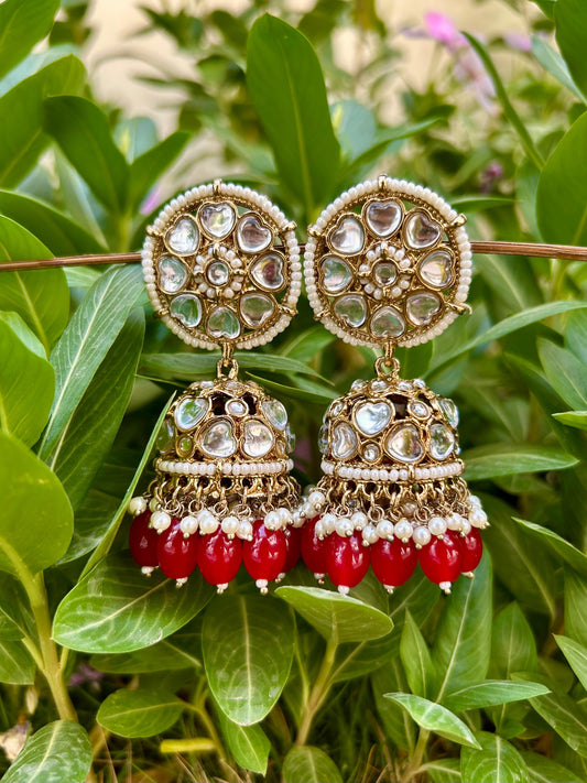 Heart Shaped Kundan Jhumka