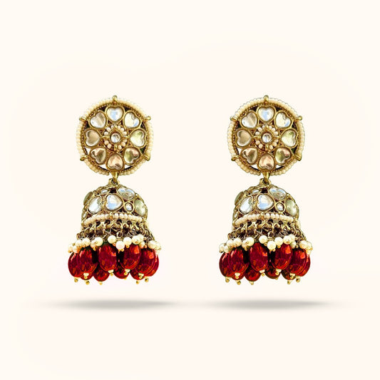 Heart Shaped Kundan Jhumka