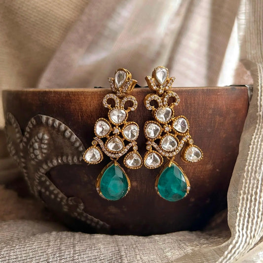Kundan Drops (green)