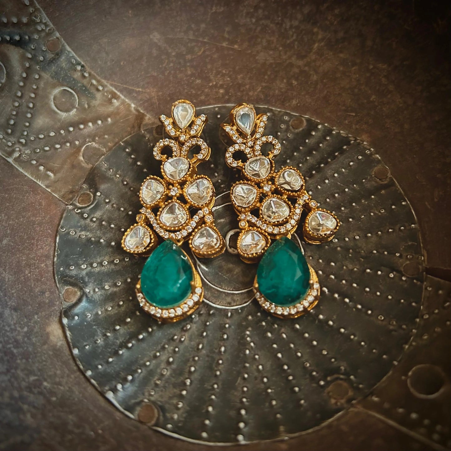 Kundan Drops (green)