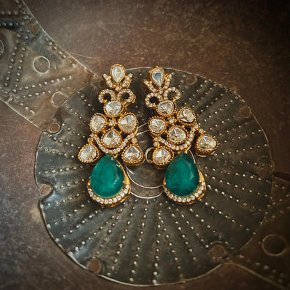 Kundan Drops (green)