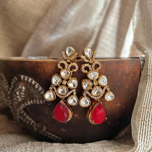 Kundan drops (red)