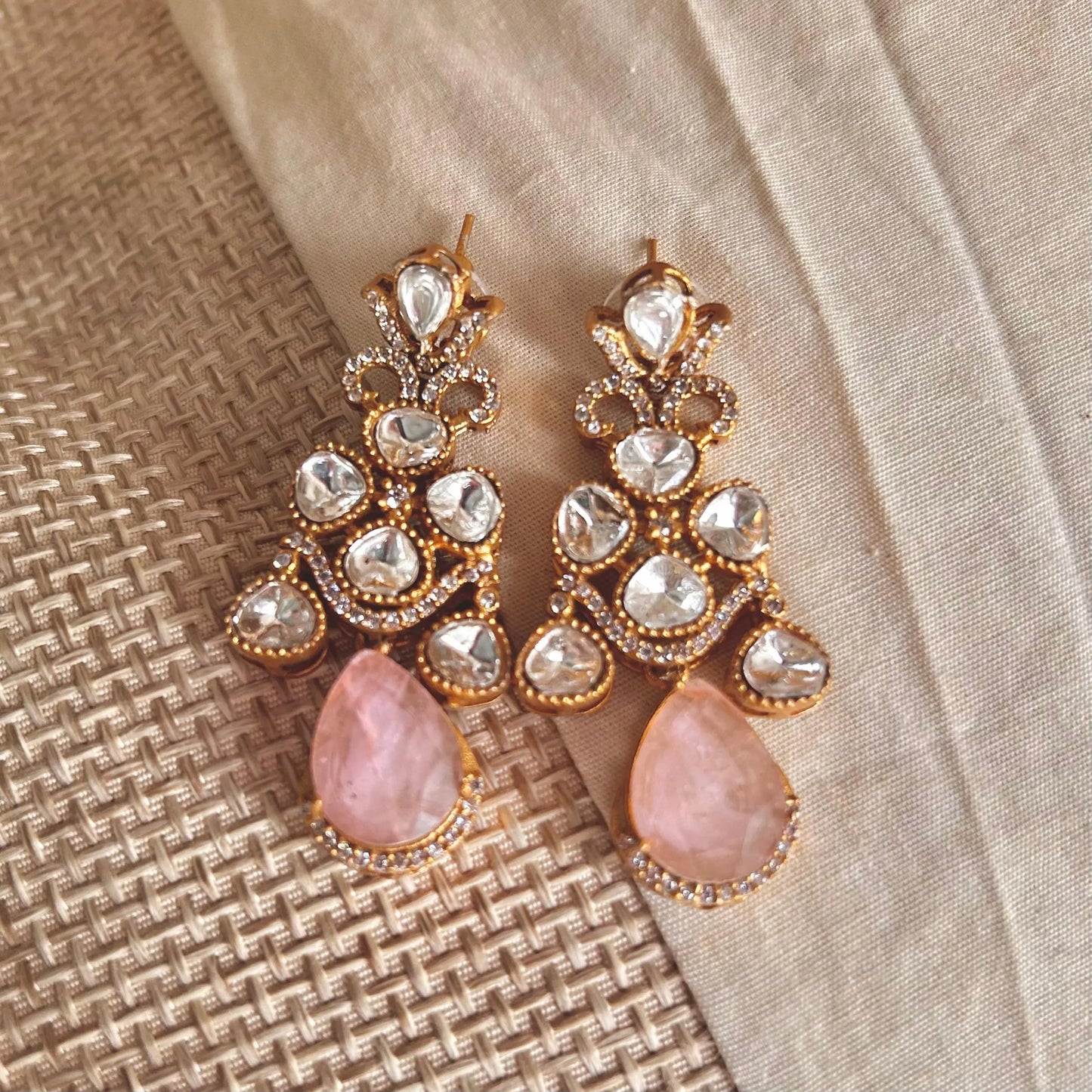 Kundan Drops (Pink)